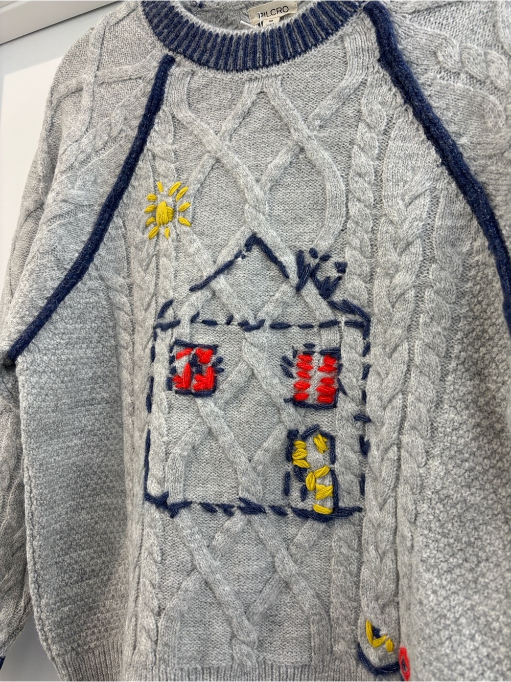 NWT Anthropologie Pilcro Cable-Knit Embroidered Cozy Home Sweater - Picture 3 of 8